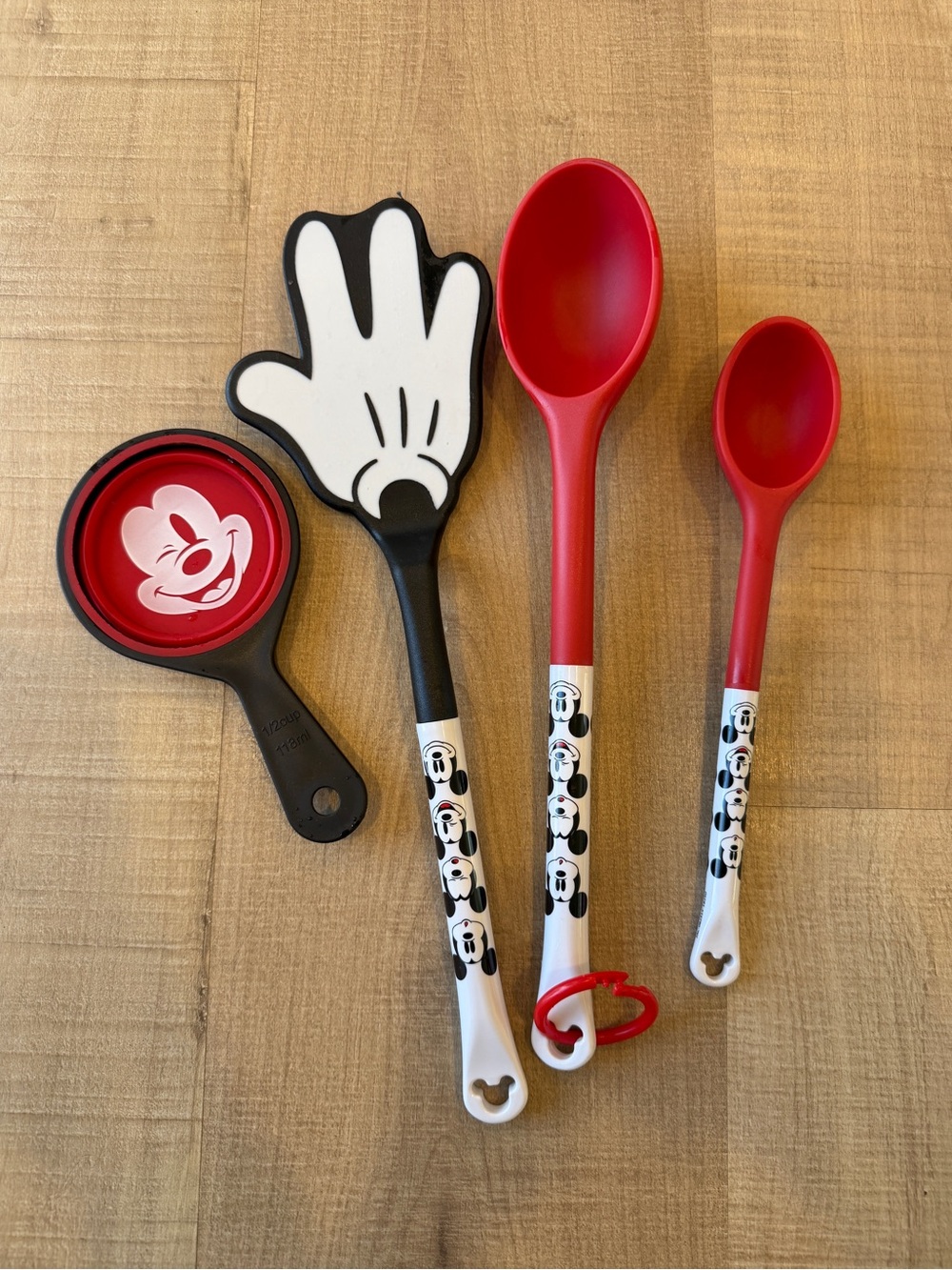Disney Utensil Cookware Bundle - Measuring cup, spoon and Mickey Hand Spatula
